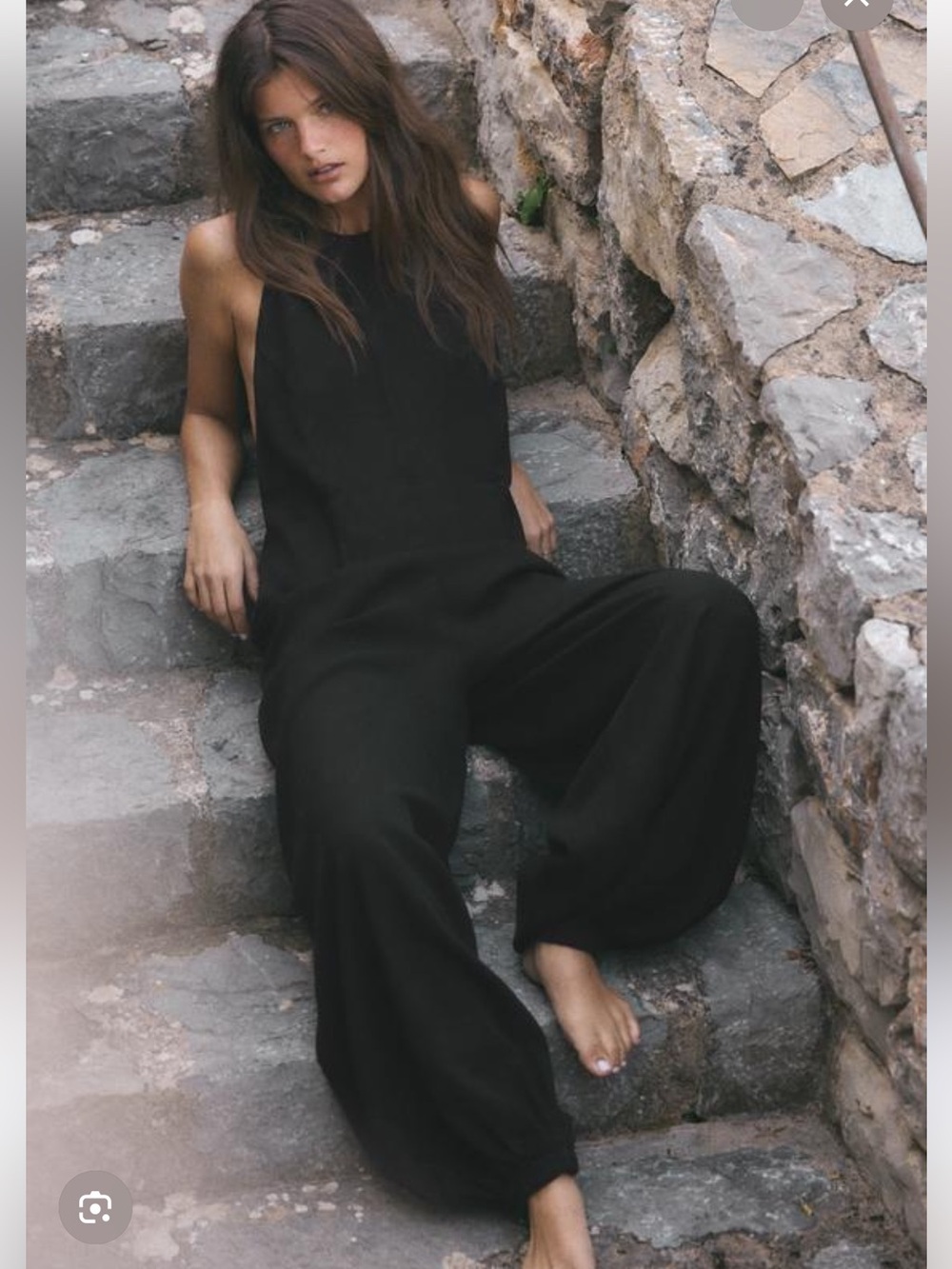 Zara Black Sleeveless Wide-Leg Jumpsuit